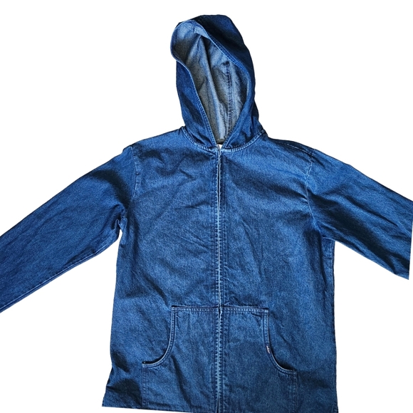 Vintage Chic Jean Zip Up Jacket Large - Picture 1 of 9